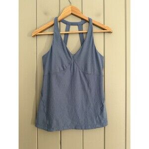 Prana Albia Tank Top S Small Blue Stripe Performance Stretch Light Shelf Bra